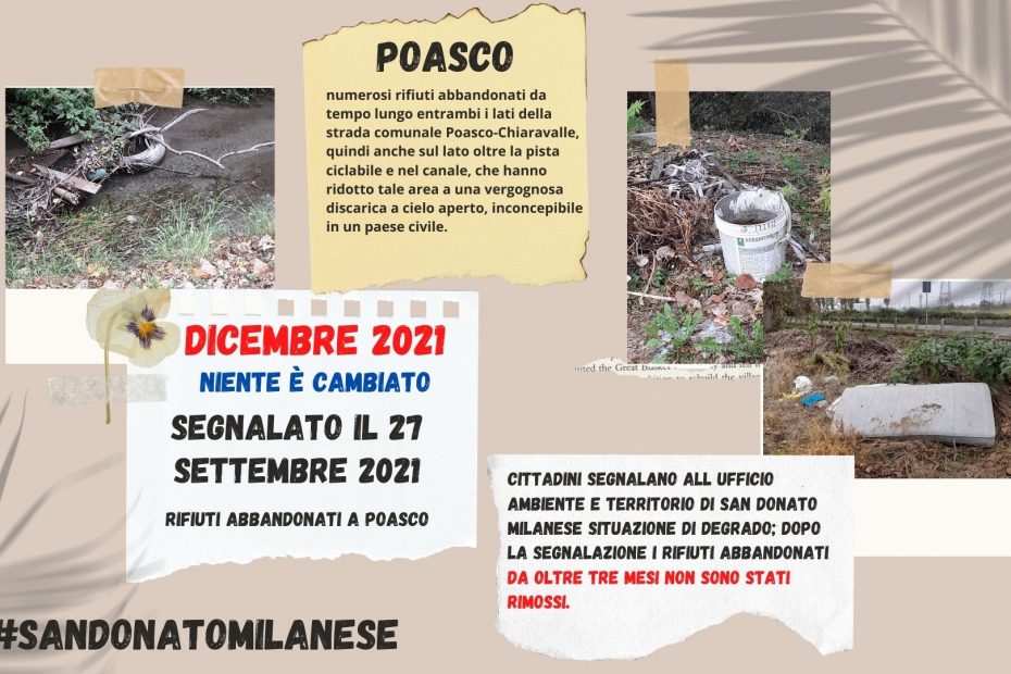 Poasco- Segnalazione di degrado sulla Poasco Chiaravalle