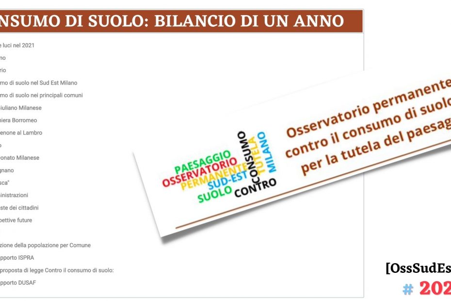 [OssSudEstMi] CONSUMO DI SUOLO BILANCIO DI UN ANNO - 2021