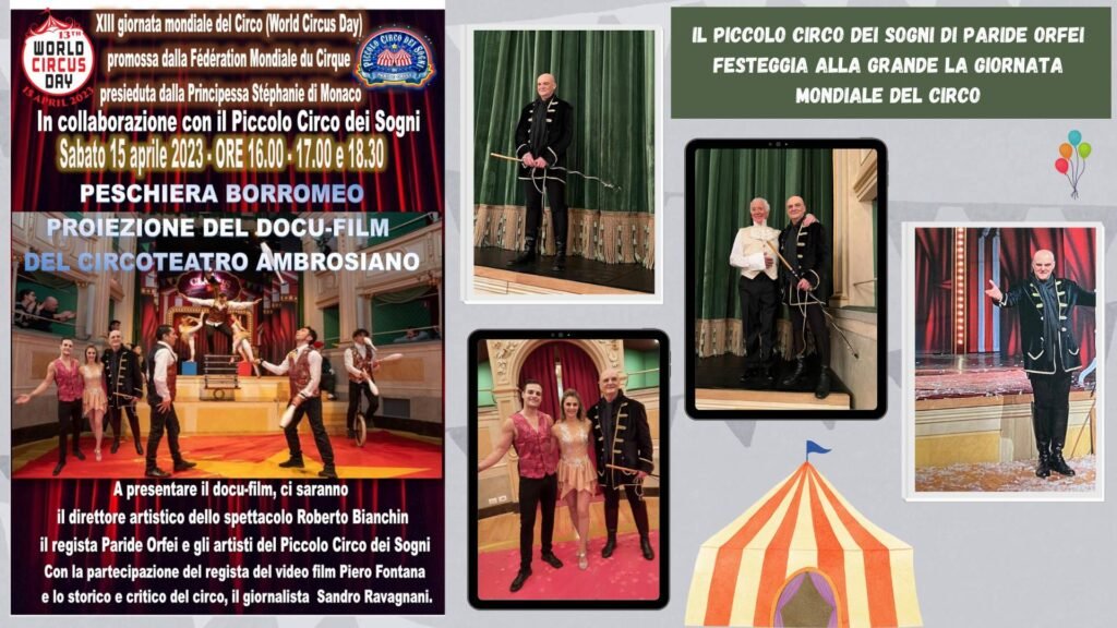 Cirdo Paride Orfei Peschiera Borromeo cinema documentario per la giornata mondiale del circo 15 aprile 2023