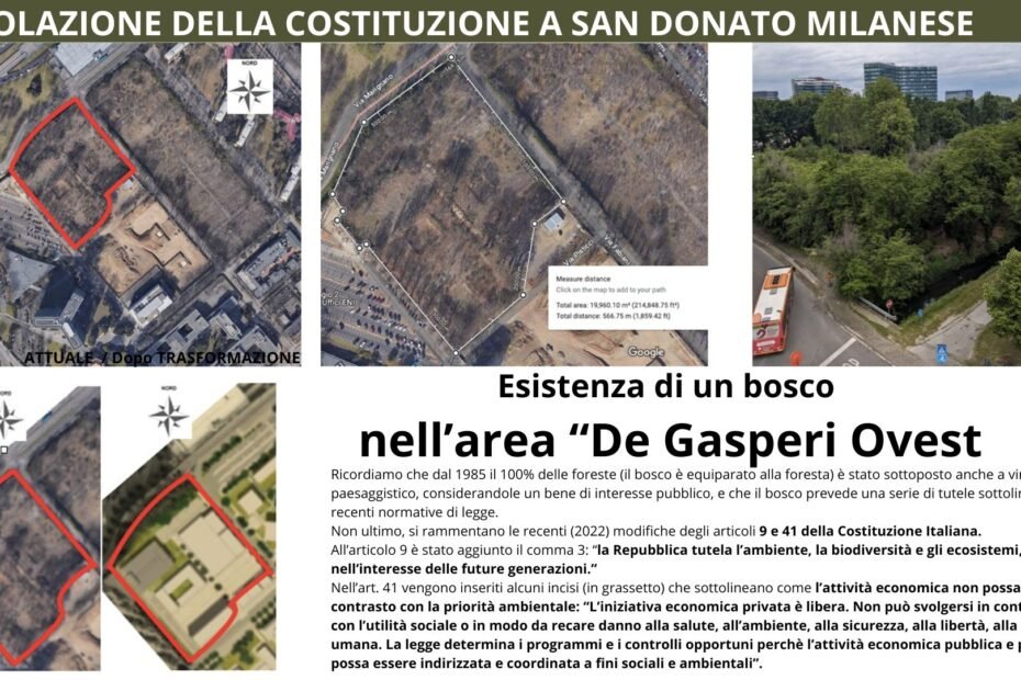 Violazione della Costituzione Italiana a San Donato Milanese - Bsco Urbano sta per essere distrutto sul De Gasperi Ovest