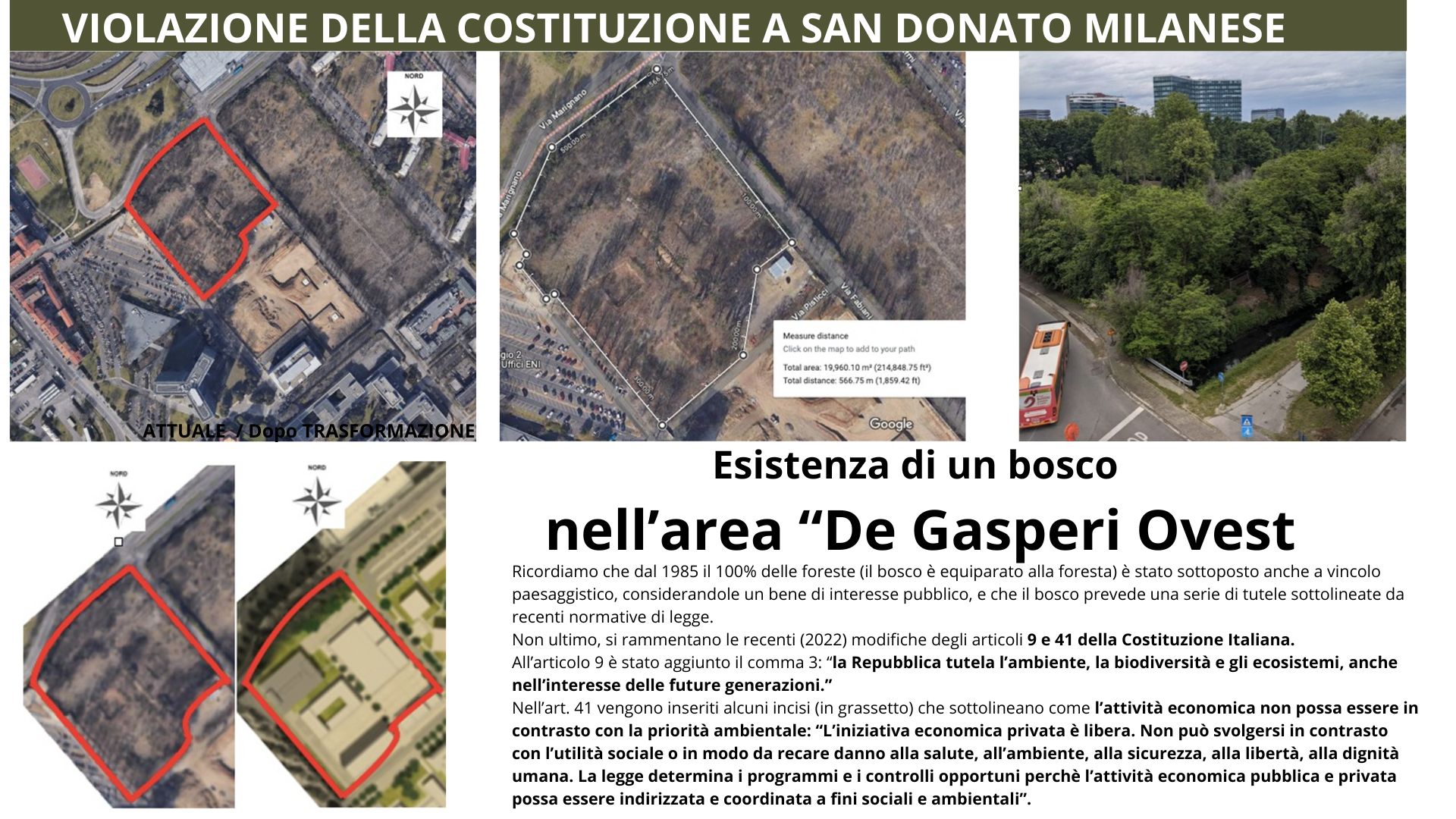 Violazione della Costituzione Italiana a San Donato Milanese - Bsco Urbano sta per essere distrutto sul De Gasperi Ovest