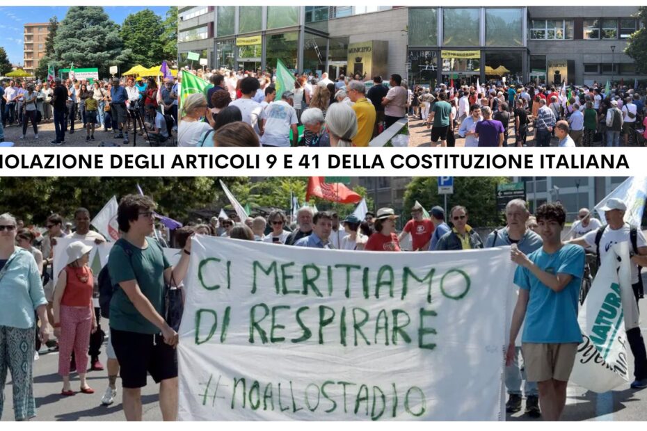 No Allo Stadio a San Donato Milanese- numerosi i cittadini per manifestare il dissenso oggi 17 Giugno 2023 davanti al Municipio e per le vie della città.