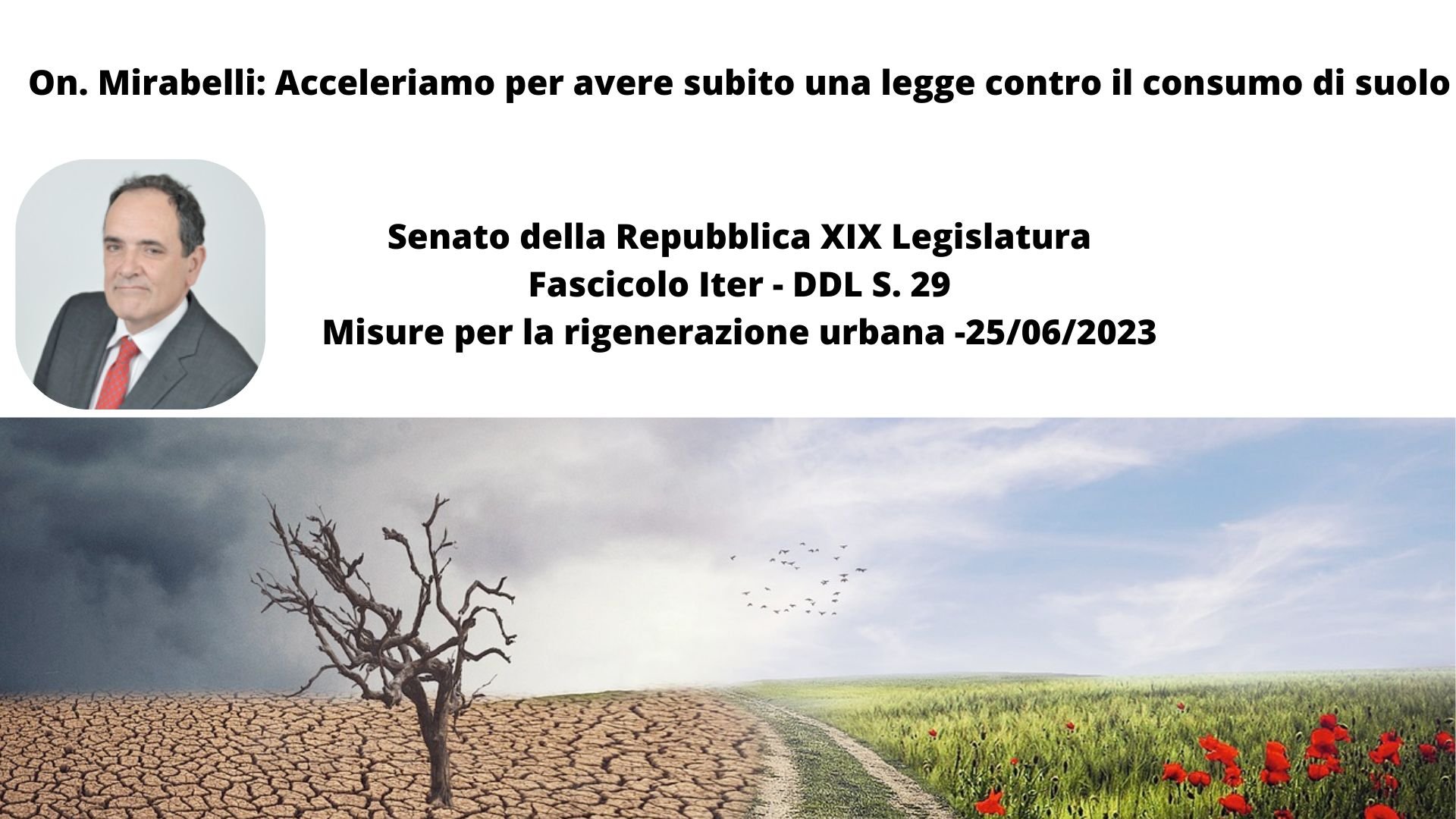 Senato della Repubblica XIX Legislatura Fascicolo Iter - DDL S. 29 Misure per la rigenerazione urbana -25062023 - On. Mirabelli