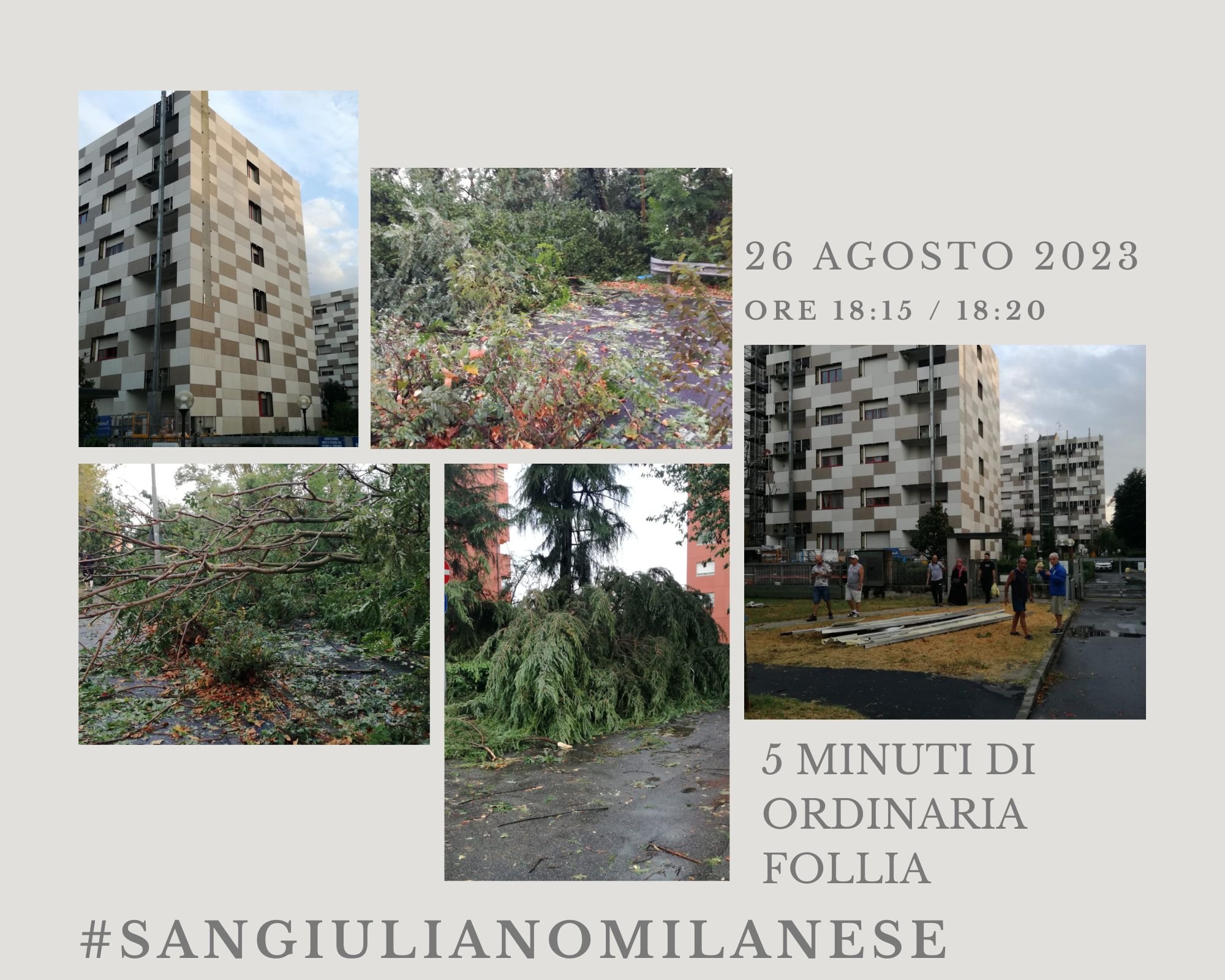 26 Agosto 2023 Danni temporale Via Gorky San Giuliano Milanese