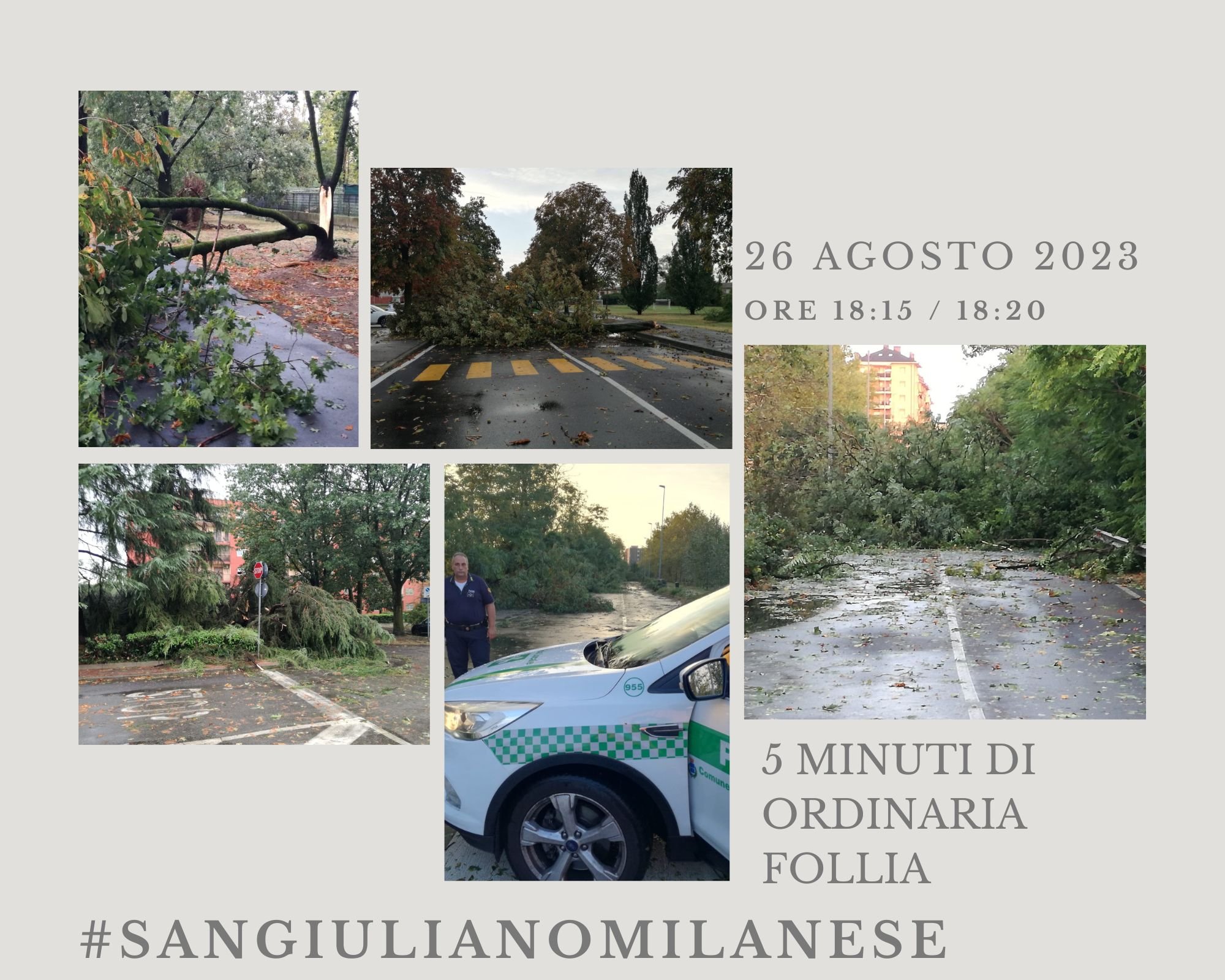 26 Agosto 2023 Danni temporale Via Gorky San Giuliano Milanese