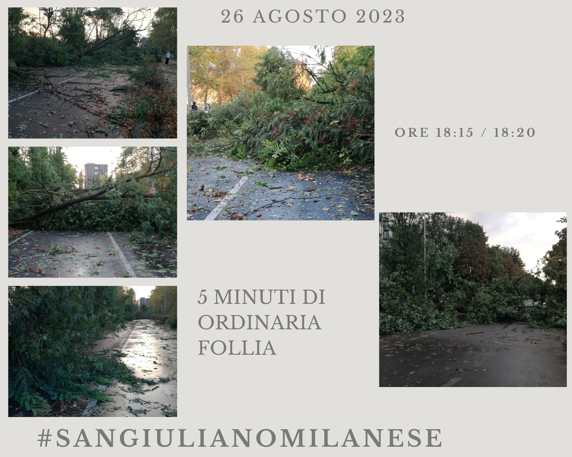 26 Agosto 2023 Danni temporale Via Gorky San Giuliano Milanese