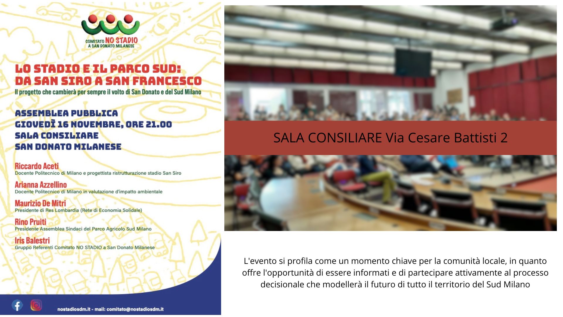 Assemblea Pubblica 18 Novembre 2023 - Comitato NO STADIO a San Donato Milanese