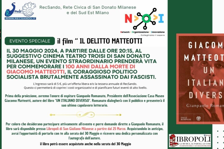 Matteotti - Libropoli - Un Italiano Diverso, Gianpaolo Romanato, evento del 30 Maggio 2024 - Prenota il libro in anticipo.