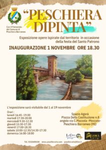 Locandina della mostra Peschiera Dipinta allo Spazio Agorà di Mezzate, dal 1 al 19 novembre 2026.
